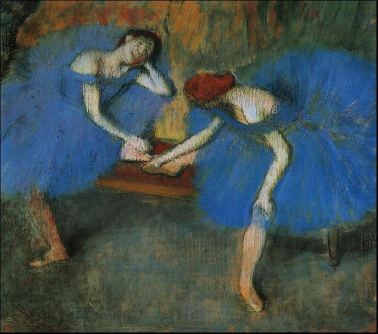 Edgar Degas Two Dancers in Blue Spain oil painting art